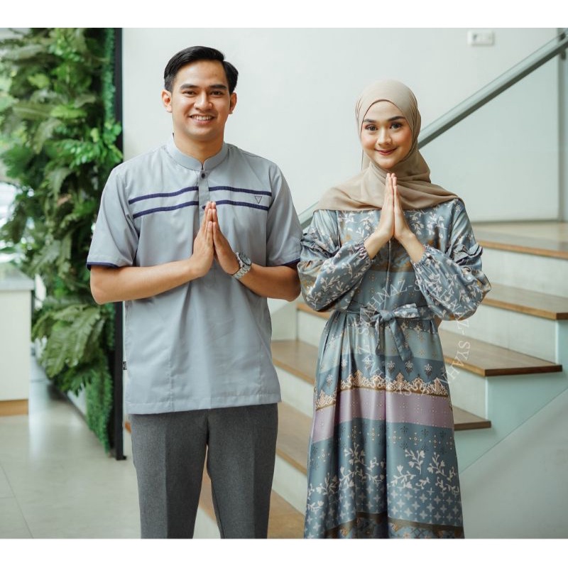 COUPLE MUSLIM GAMIS SORAYA DAN KOKO SORAYA/KOKO PRIA LENGAN PENDEK/DRESS MUSLIM/HOMEDRESS BYSERBASER