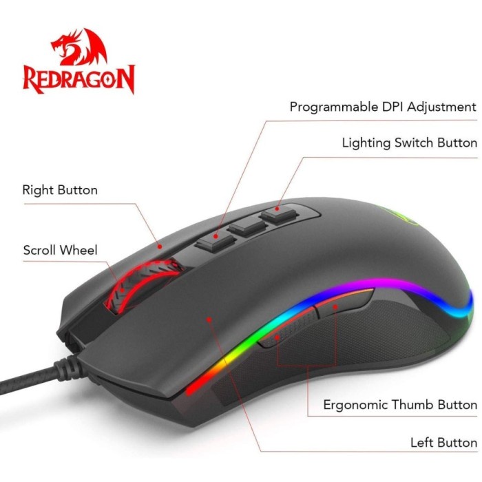 Mouse Gaming Redragon Wired USB Rgb Macro Cobra M711