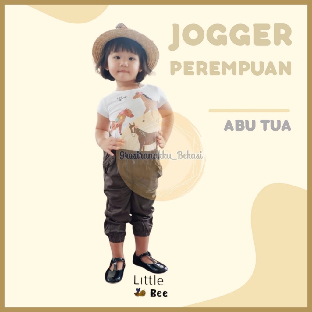 Jogger Anak Perempuan Warna Abu Tua size 1-5Tahun