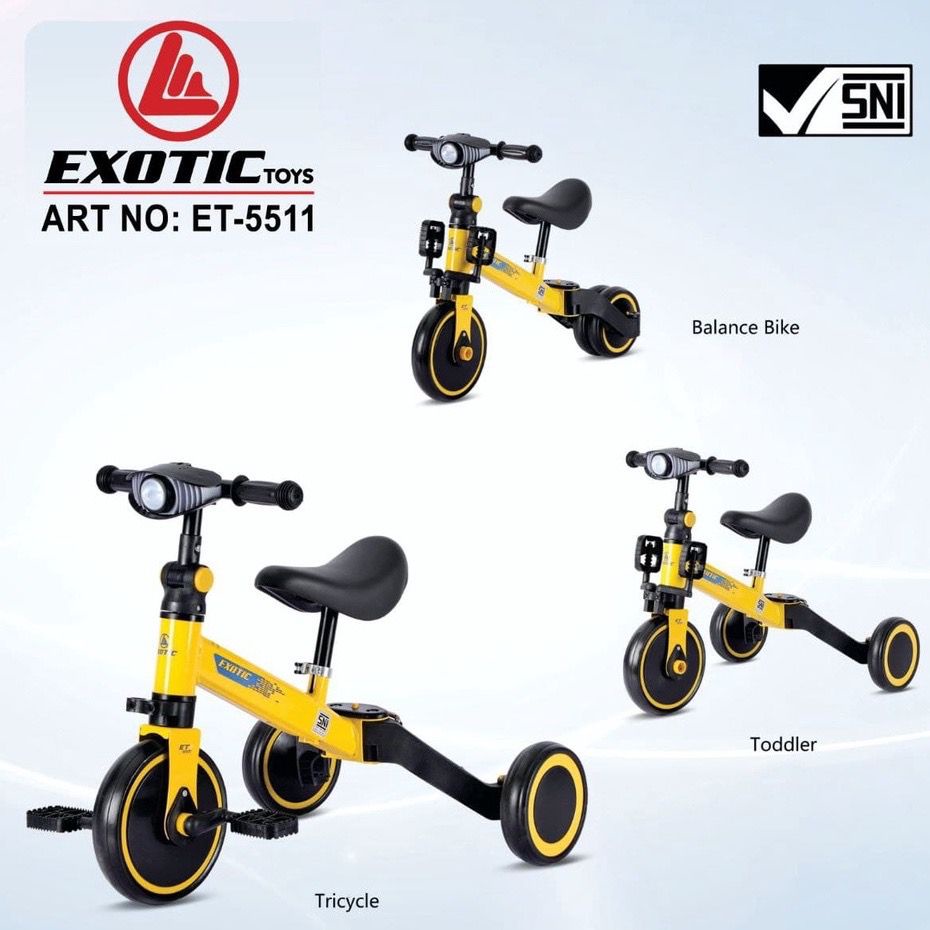 Balance Bike Sepeda Roda 3 Tiga Tricycle Push 3in1 Anak Exotic PMB 20-5, PMB 20-9, ET 5511, ET 5512, ET 709, ET 2008, ET 2011, ET 2103, Gyro 717 MT, Aviator AT 7905, Aviator AT 7901