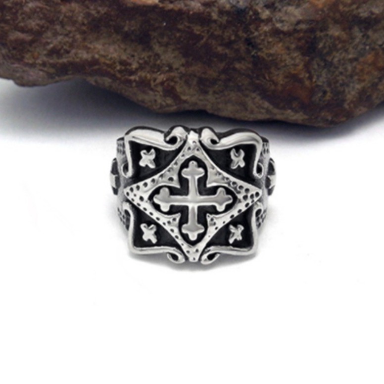 SEUSUK  Vintage Fashion Punk High Quality Crusaders Religious Jesus Christ Ring Jewelry