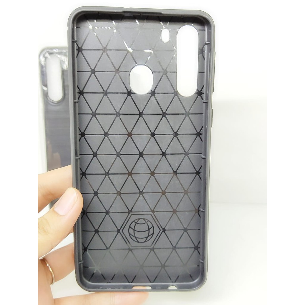 Case Slim Fit Carbon Samsung A21 6.5 inchi Softshell Fiber Multi Carbon Anti Melar