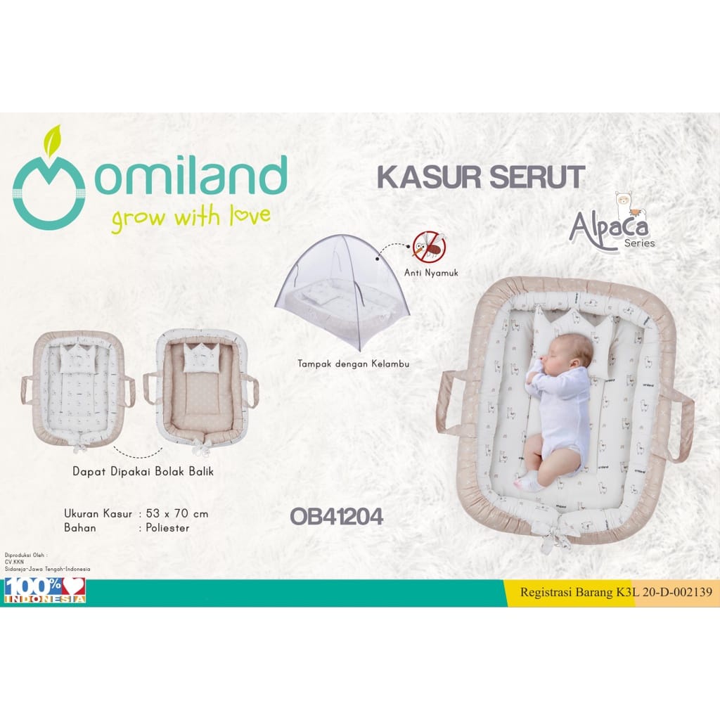 MOMS_ Omiland Kasur Bayi Serut + Kelambu Kojong (Bisa Dilepas) Alpaca Series - OB 41204