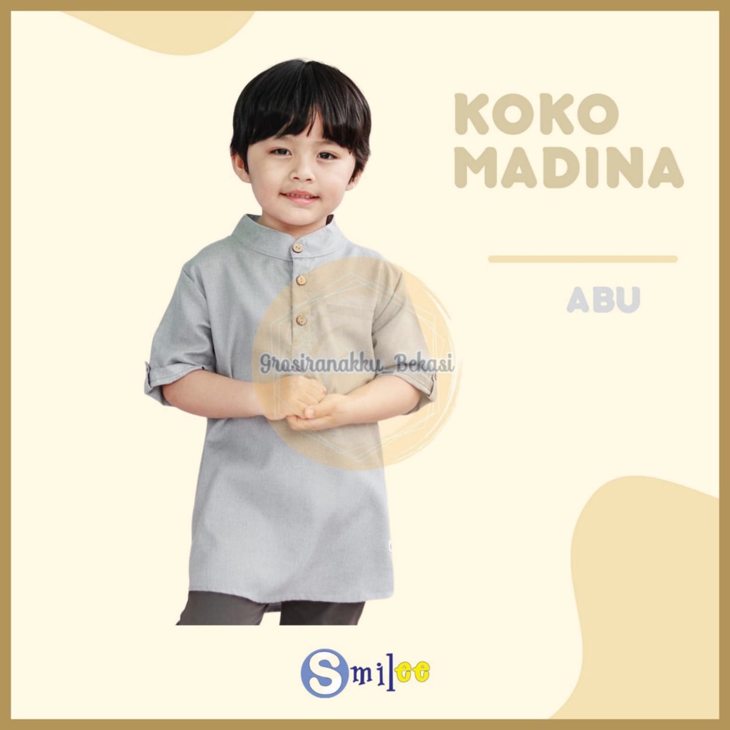 Koko Anak Madina Smilee Abu Size 1-5Tahun