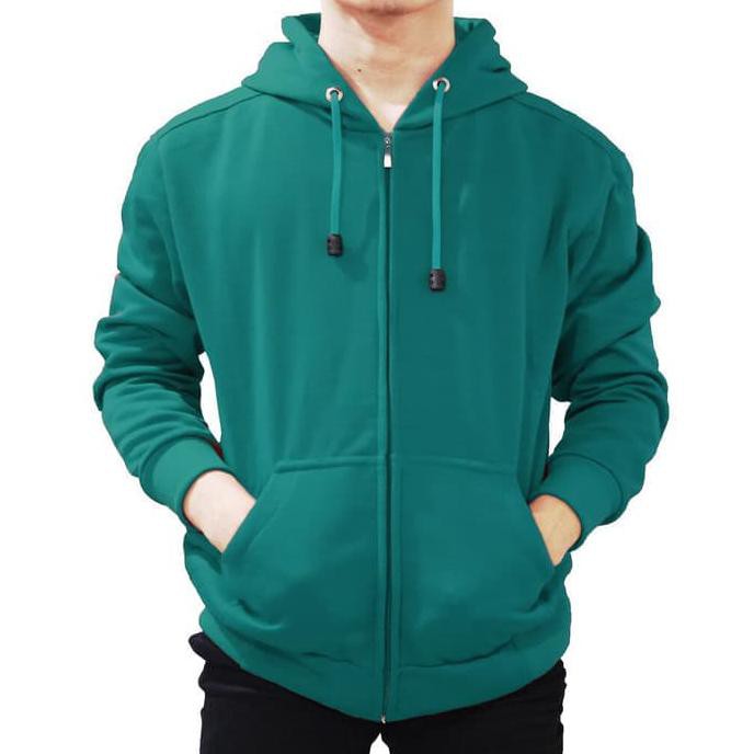 Kualitas Terbaik Jaket Sweater Pria Wanita Polos Hoodie Hijau Tosca - Hijau Tosca, M MURAH