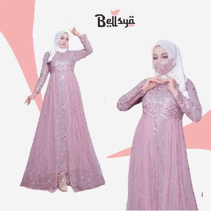 Gamis Tulle Alexa M - XXL / gaun pesta / gamis brukat / baju kebaya / gamis wanita terbaru 2021 / ga