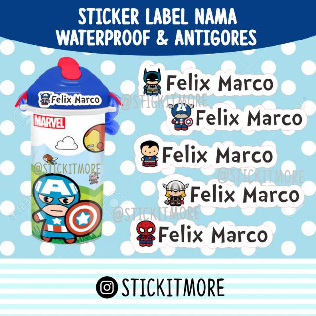 

Sticker Label Nama Waterproof Superhero