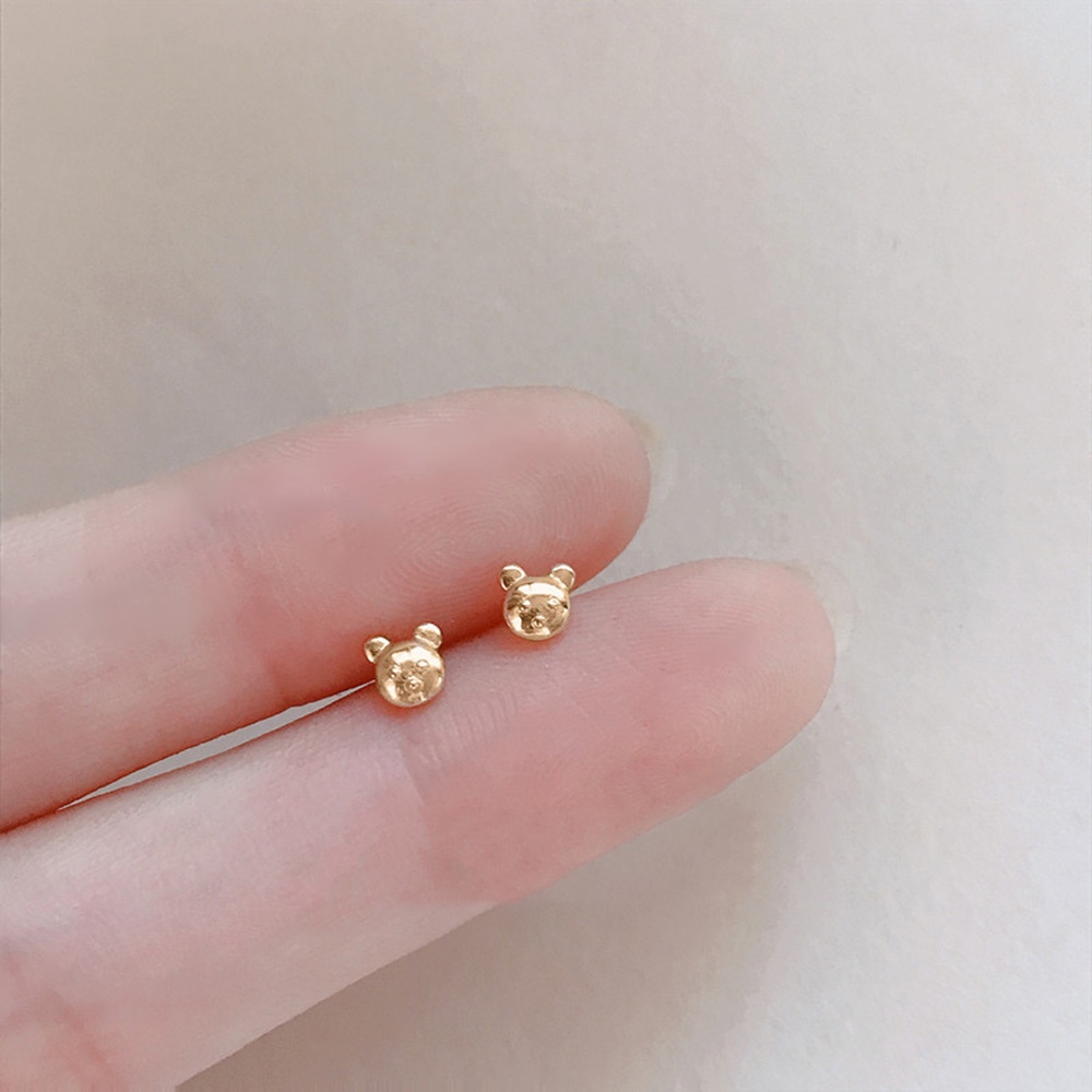 Anting Stud Mini Bentuk Beruang Untuk Wanita