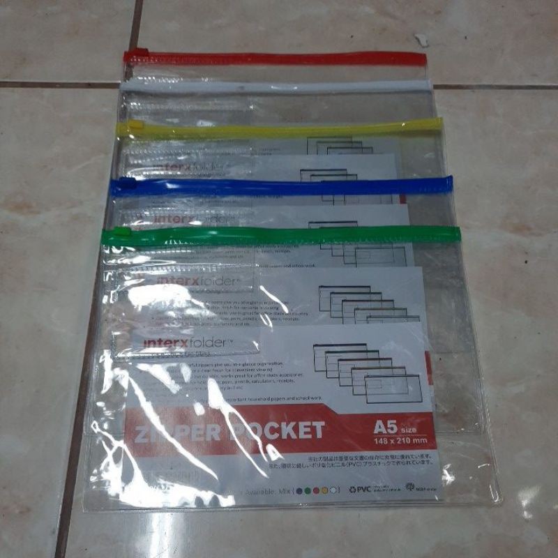 

Zipper Pocket A5 Interx (148x210mm) / Map Plastik Klip A5 Inter-x