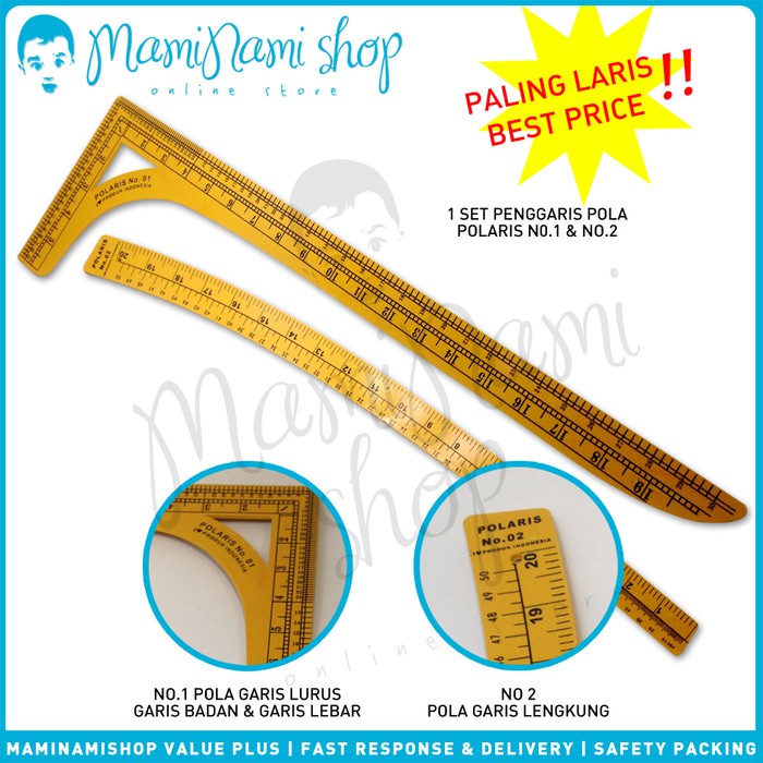 Penggaris Jahit - Penggaris Pola Baju Polaris 1 set