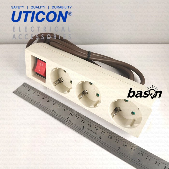 UTICON ST1382 Power Extension - Stop Kontak 3Lubang 1.5Meter Arde dengan saklar on off