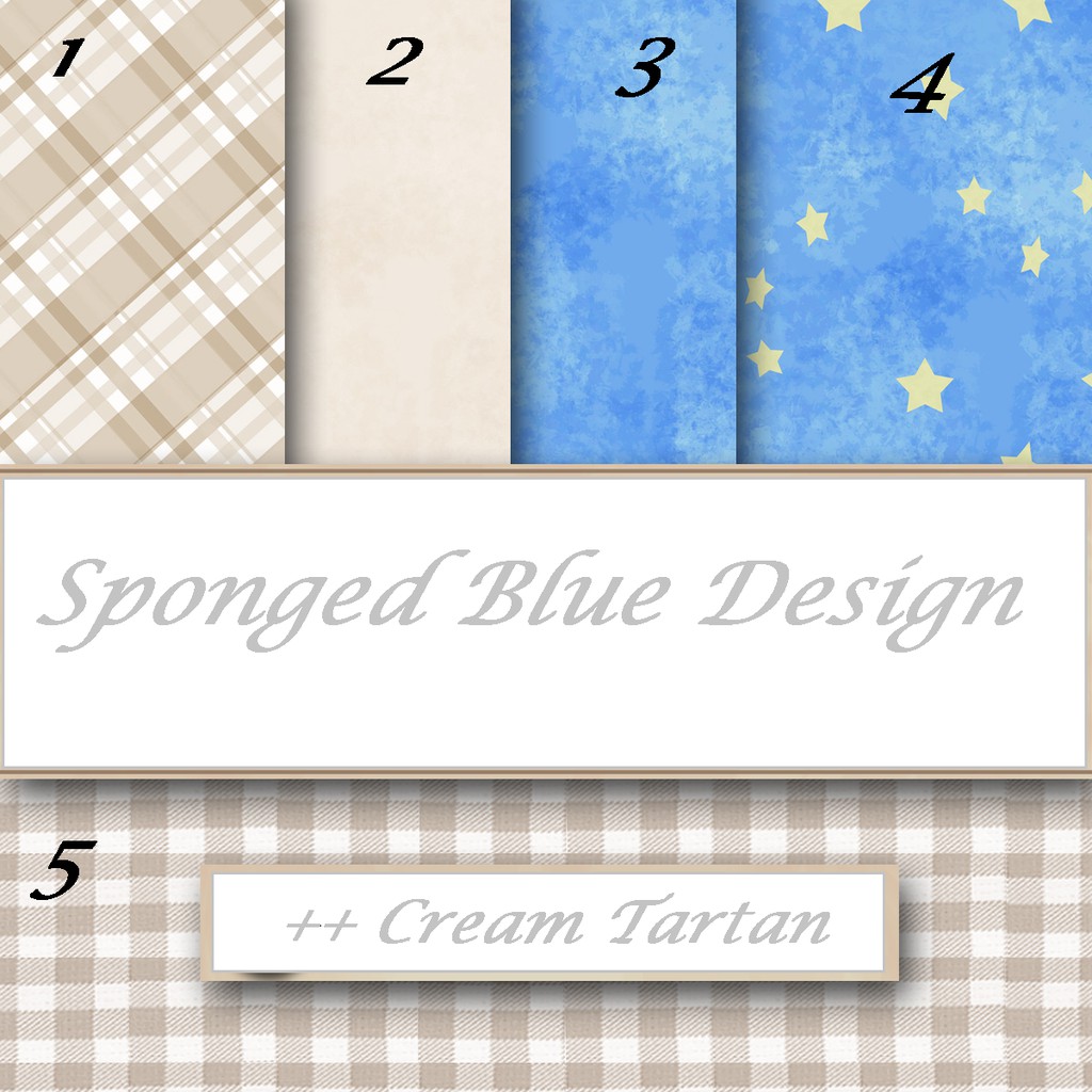 Kertas Scrapbook - Sponged Blue + Tartan 1-5_GE20 Design