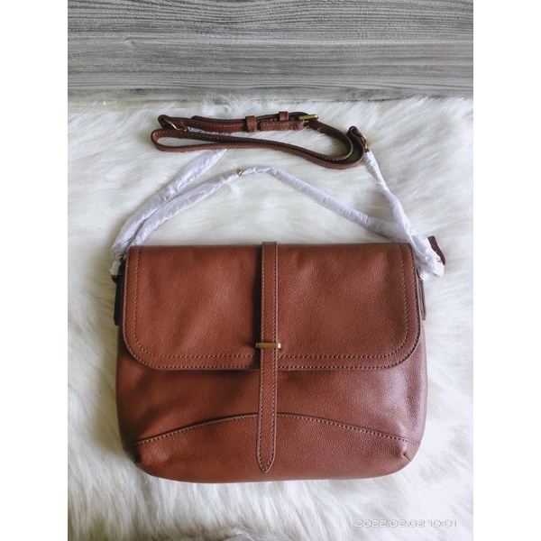tas Fossil edelyn crossbody bag medium brown leather