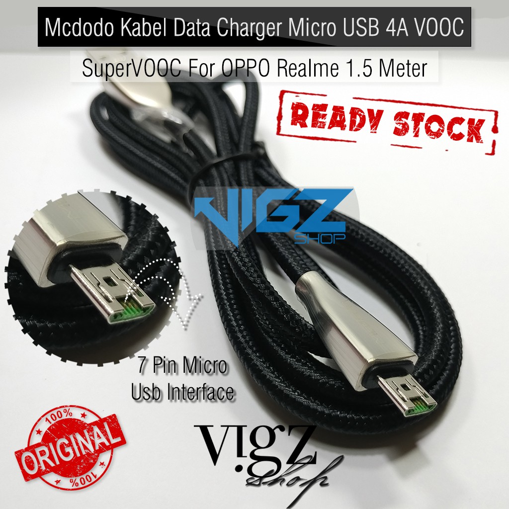 Mcdodo Kabel Data Micro USB 4A VOOC For OPPO Realme 1.5M CA591 Original