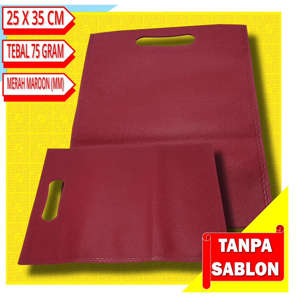 

Tas Spunbond Model Plong 25 x 35 CM Warna Merah Maroon (MM)