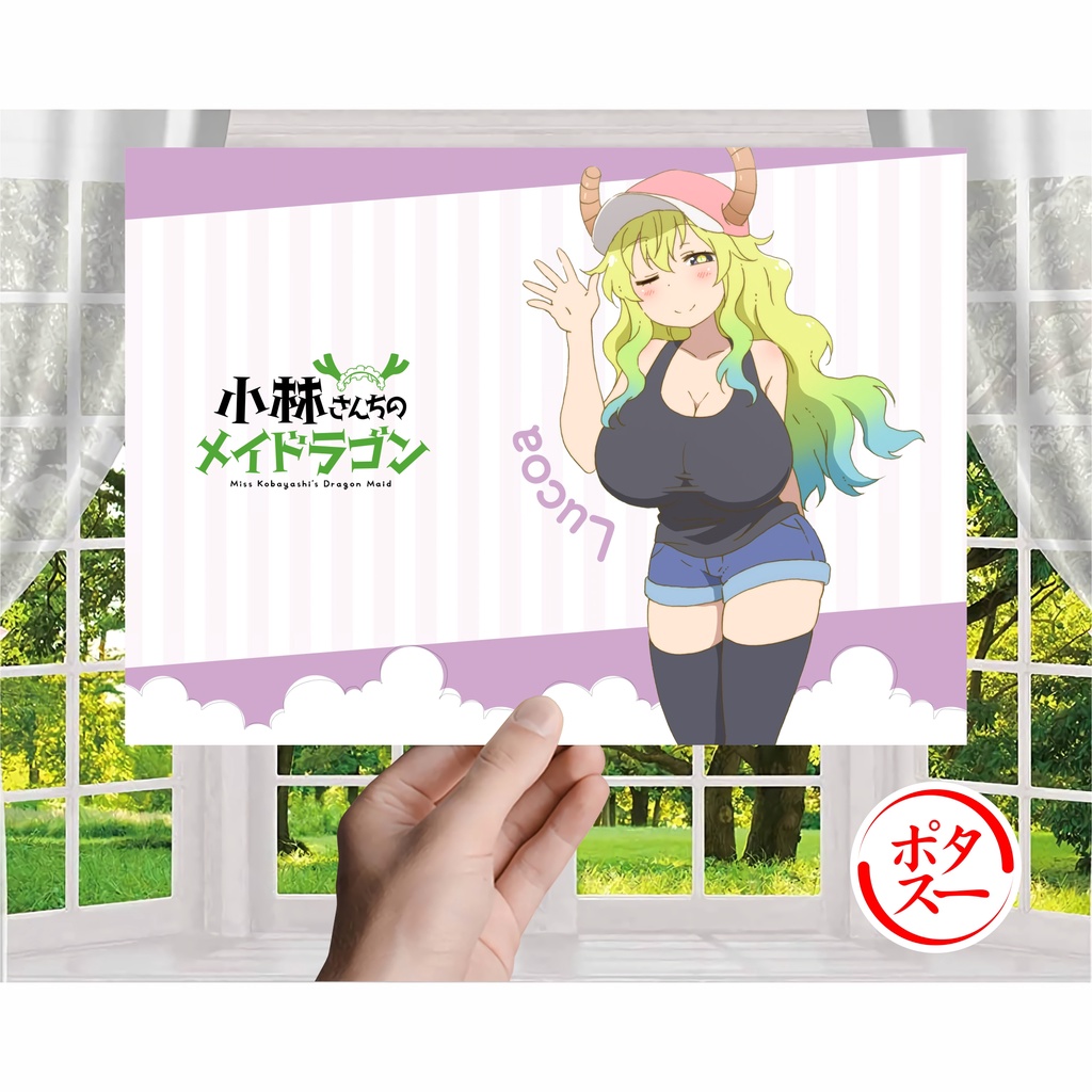Koleksi Poster Anime Kobayashi-san Chi no Maid Dragon - Kobayashi Tohru Kanna Elma Lucoa - Size A4+-Lucoa A