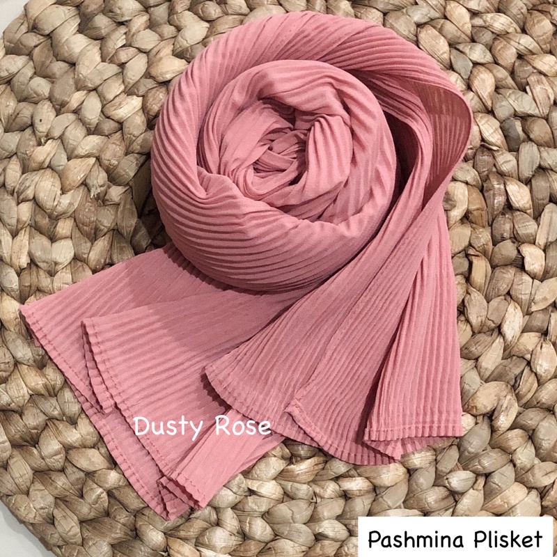 PASHMINA PLISKET CERUTY BABYDOLL FULL PLISKET TANPA GARIS TENGAH-Dusty Rose