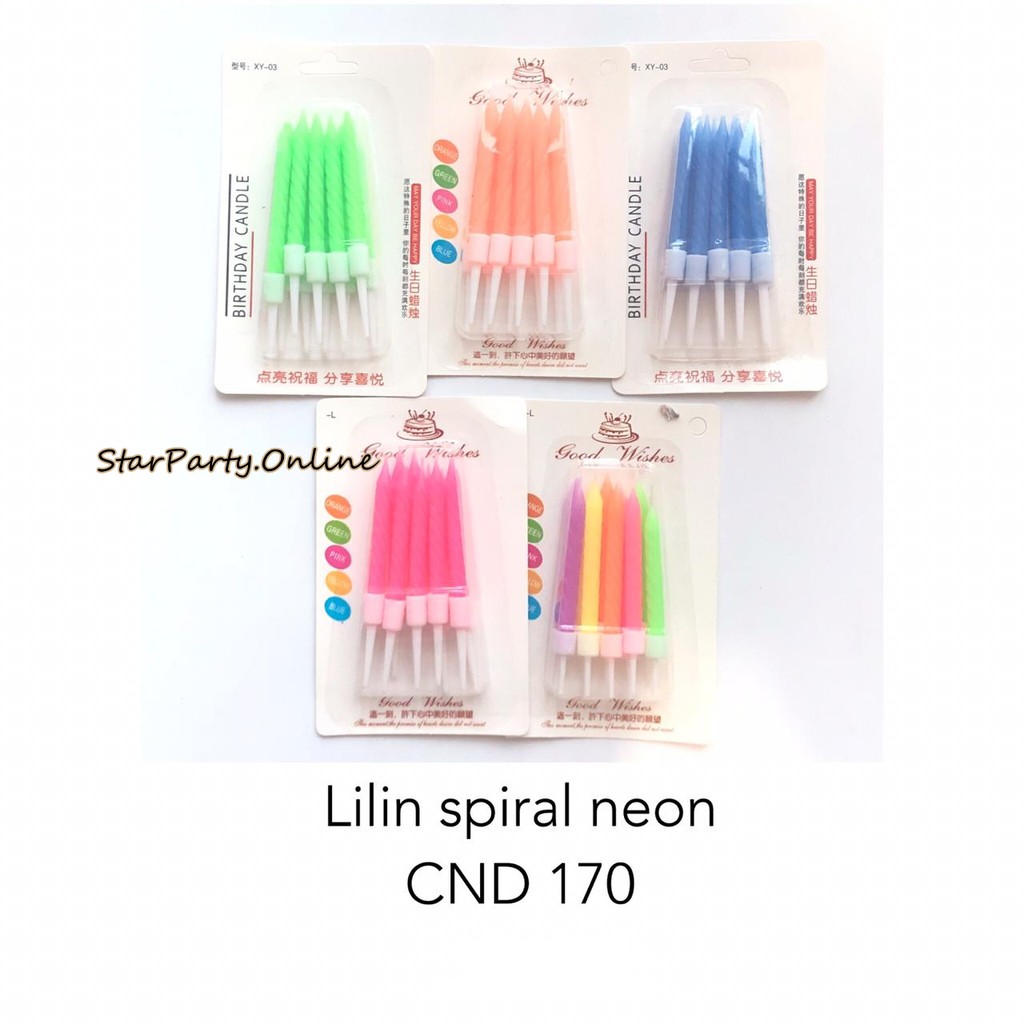 Lilin Spiral Neon /CND 170 /Lilin Spiral Mix /LiIin Kue /Birthday Candle