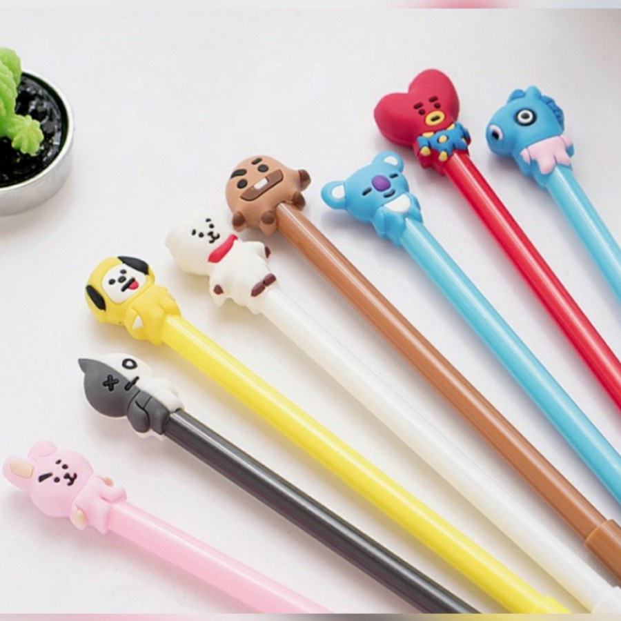 

Pulpen Fancy Gel Pena Cair Karakter BT21 BTS Ballpoint Bolpen lucu - Gel Pen