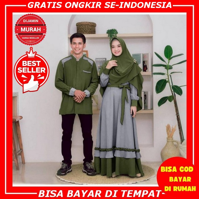 Gamis Baju Muslim Wanita Couple Kondangan Abaya Hitam Dress Korea Busui Pasangan Keluarga Terbaru Re