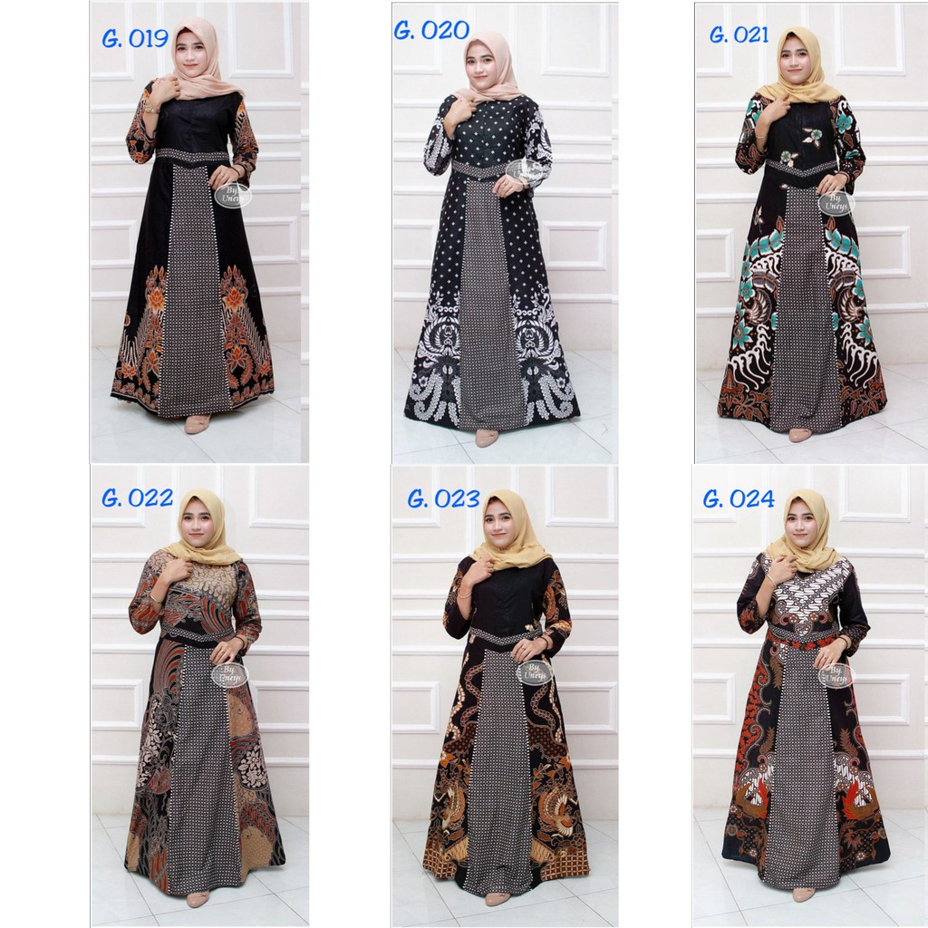 Gamis Batik Modern Murah Katun Halus Kombinasi Truntum, Ori Batik Aksara Pekalongan Big Size Jumbo