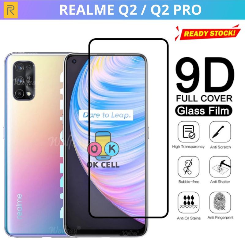 Tempered Glass Full Cover Realme Q2 - Tg Anti Gores Full Layar Realmi Q2 Pro Screen Protector