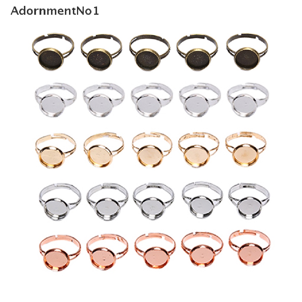 (AdornmentNo1) 10pcs Cincin Cabochon Kosong Adjustable Untuk Membuat Perhiasan DIY