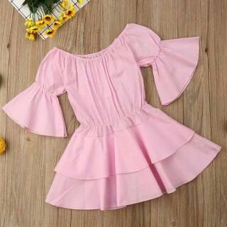 Dress anak  sabrina import  pink baju  anak  perempuan 