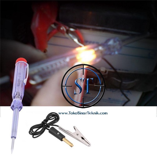 Tespen DC Electrical Volt Test Pen Light Lamp Circuit 6-24V Clip Jepit Aki Accu 12v Kabel Positif Tester Clip Buaya