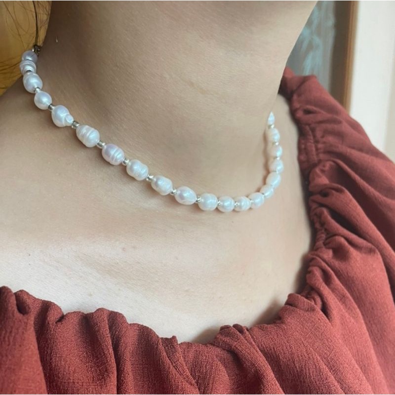 Freshwater pearl necklace/choker (kalung mutiara air tawar)