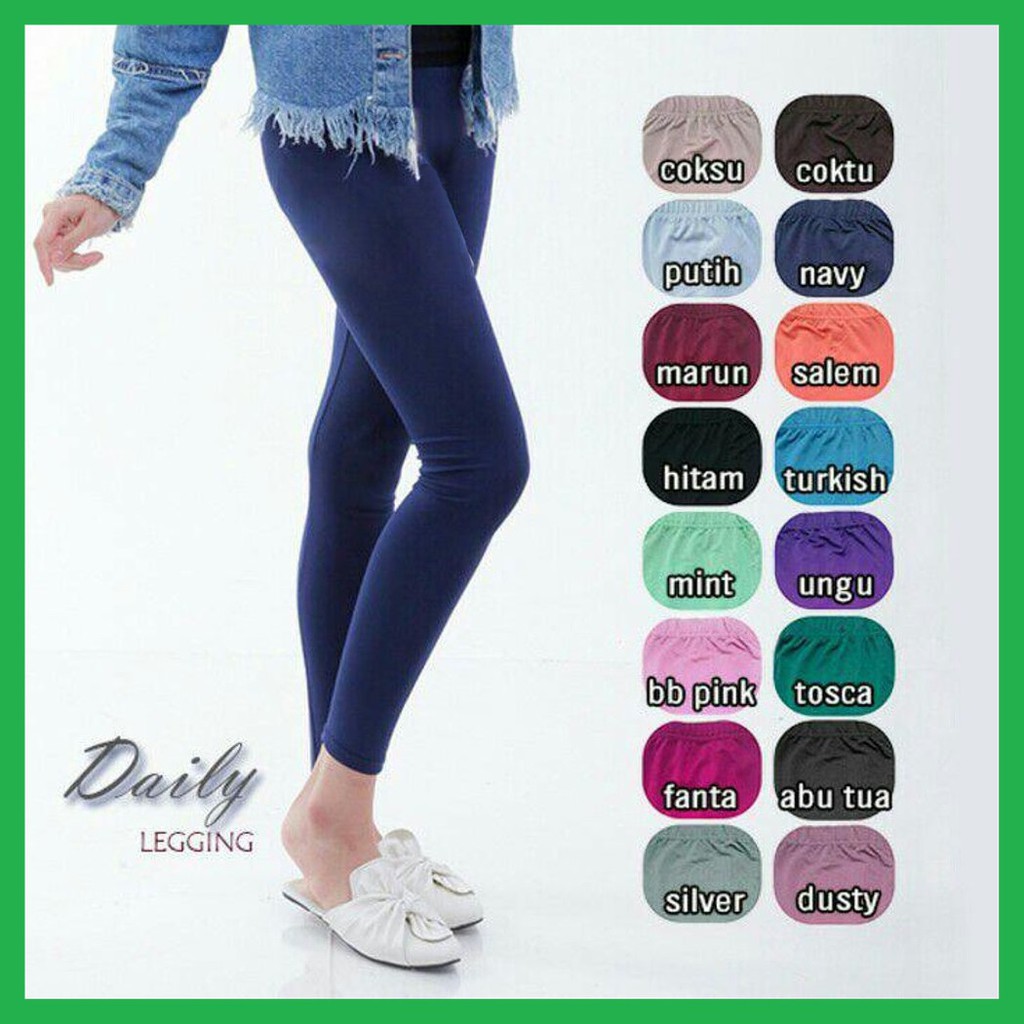 ✅ Daily Legging / Bahan Jersey Balon Super / Celana Leging Panjang Standar Muslimah Adem