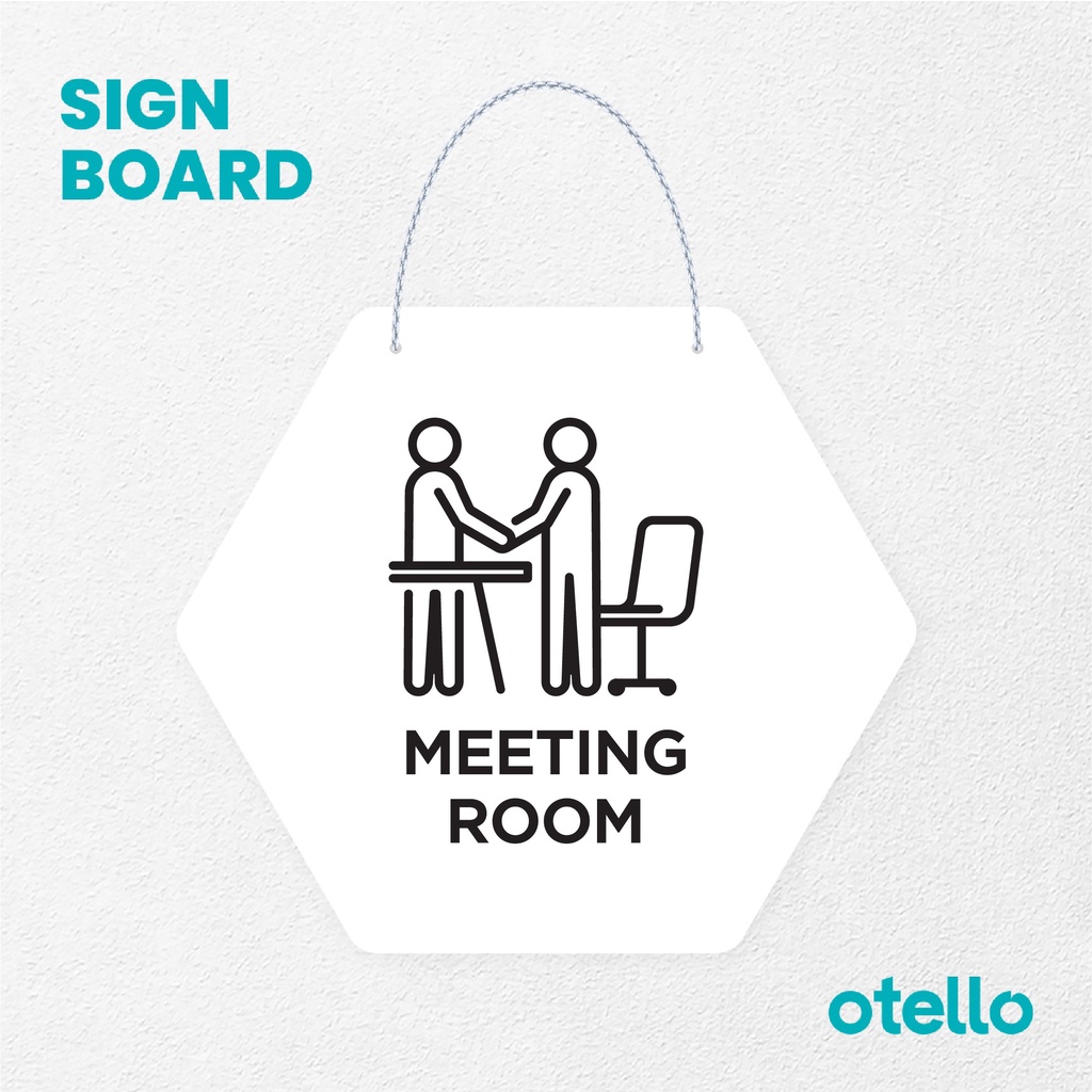 Otello Sign Logo Meeting Room Signage Board Acrylic Papan Gantung Label Akrilik Rantai Petunjuk Toko Modern Minimalist Kafe Restoran Kantor Gedung Cafe