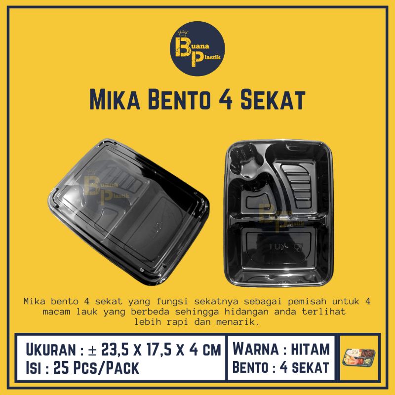 Jual Mika Bento Sekat Merk Lux Isi Pcs Bento Tray Hitam Sekat Mika Bento Sekat