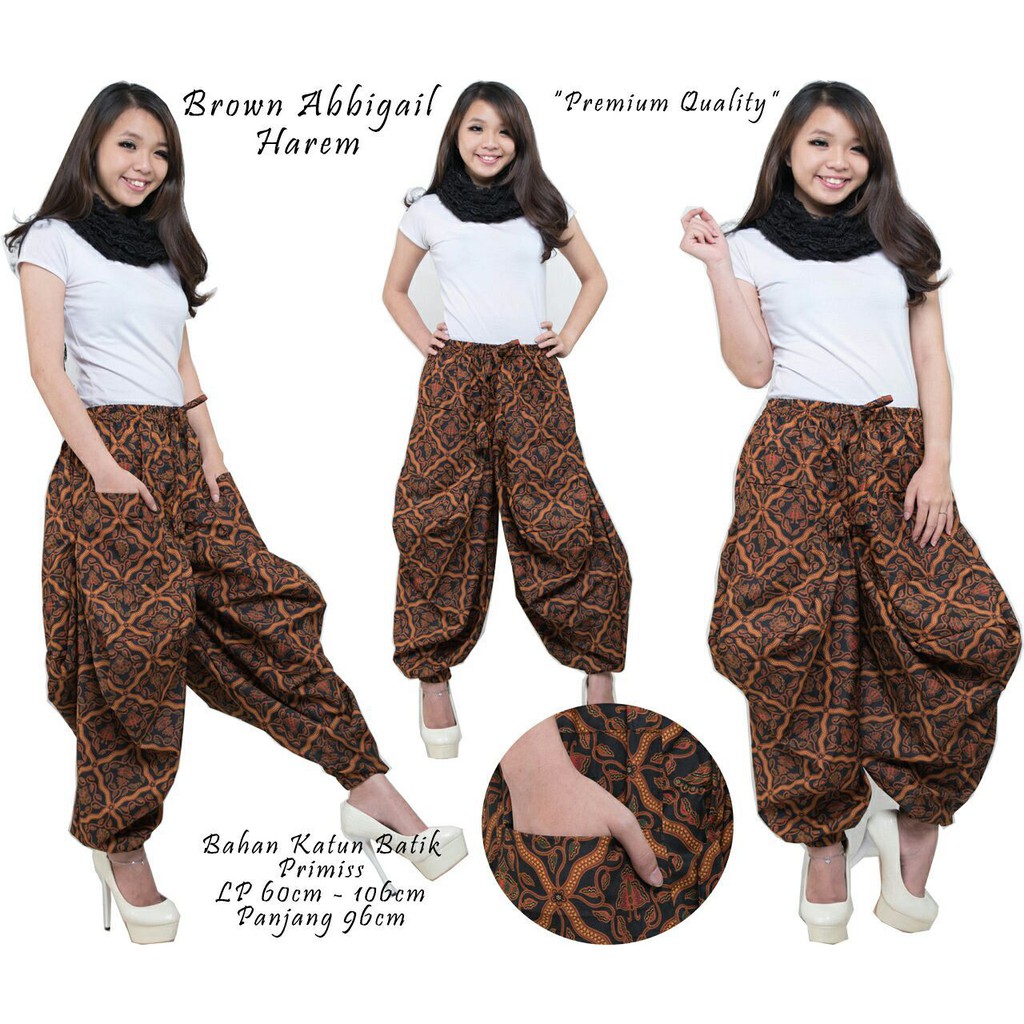 sb,Brown harem bhn katun batik premium quality fit to XXL @85