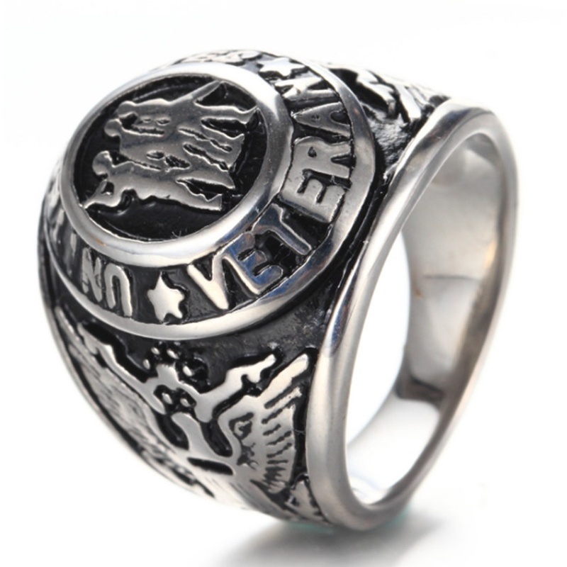 316L Stainless Steel US Military Army Design Ring Unisex Men Fashion Jewelry Veteran Engrave Words  Man Ring