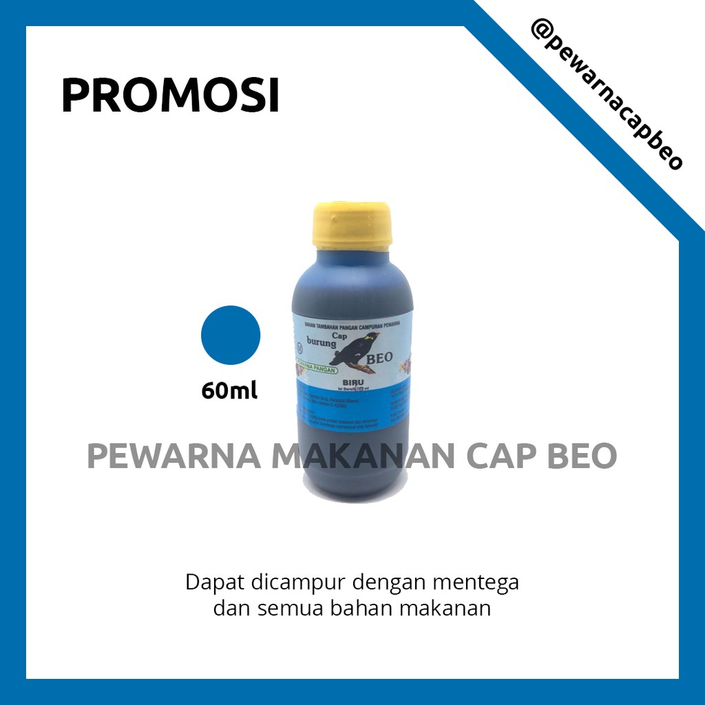 

PEWARNA MAKANAN MURAH Warna Biru 60ml Cap Beo