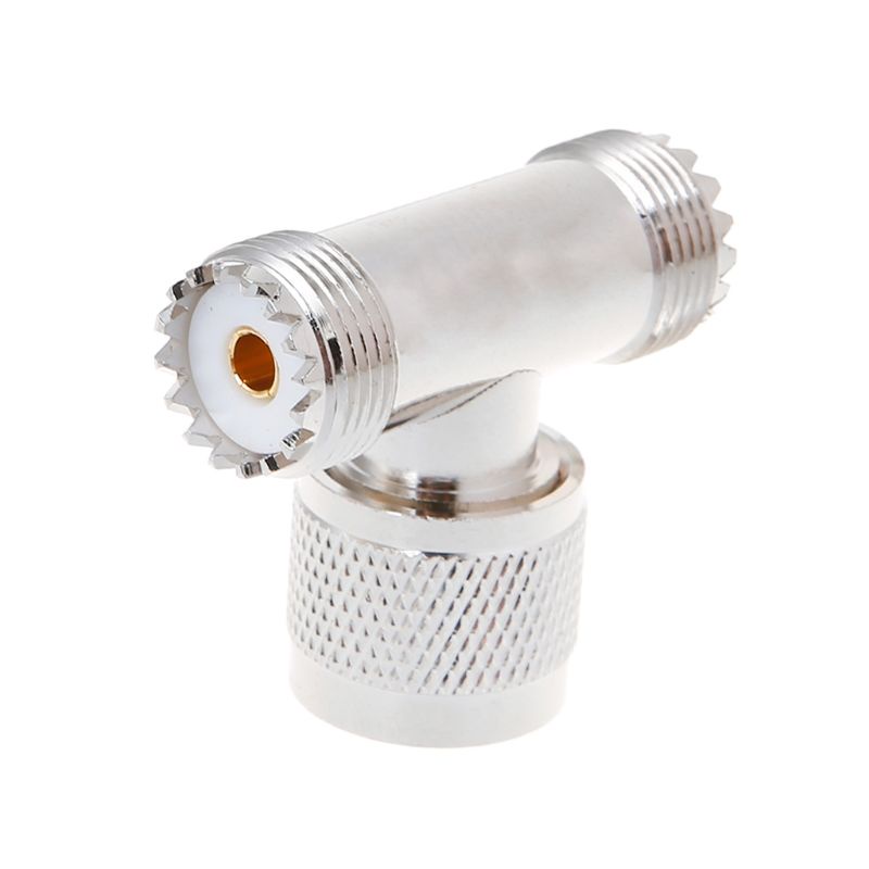 zzz T Shape UHF Male PL259 To 2 UHF Female SO239 Triple RF Connector 3-way Coaxial Adapter