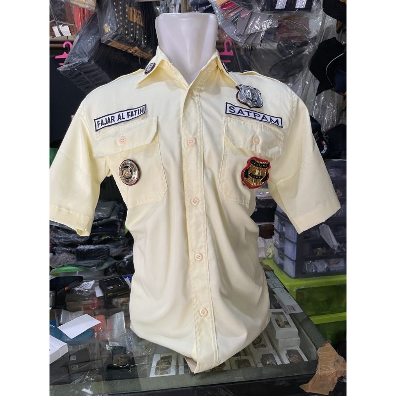 cod 1 stel seragam satpam pdh pdl cream krem crem lengan pendek lengan panjang/seragam pdh pdl satpam cream baru 2023/seragam security baju pdL pdh/baju pdh pdl security/seragam security terbaru/seragam satpam krem satpam model terbaru 2023