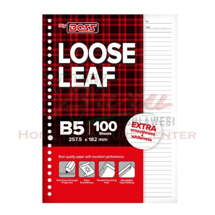 

Loose Leaf / Isi Kertas File / Binder Big Boss B5 100 Lembar