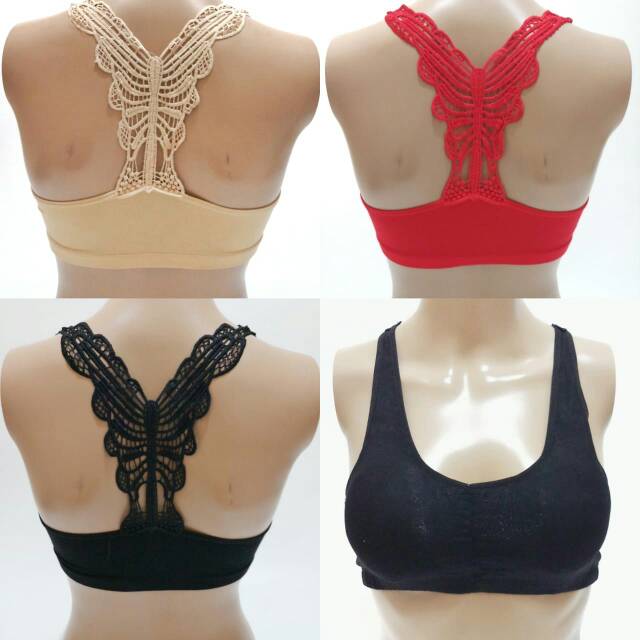 Bralette Wanita Kupu-kupu Dengan Busa Bralette Sport Miniset Bra Cewek Murah Busa Bisa Dilepas