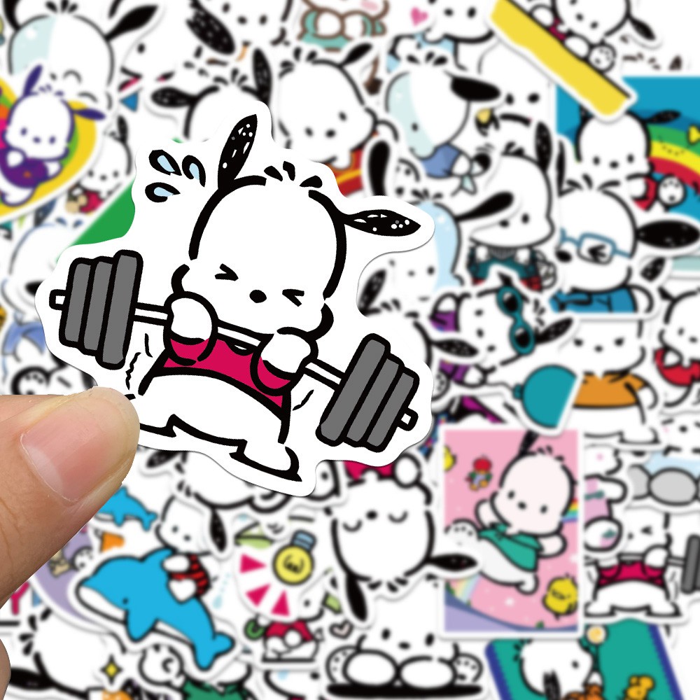 50PCS Cute Cartoon Pochacco Graffiti Sticker Color PVC Waterproof Helmet Computer Luggage Skateboard Stickers