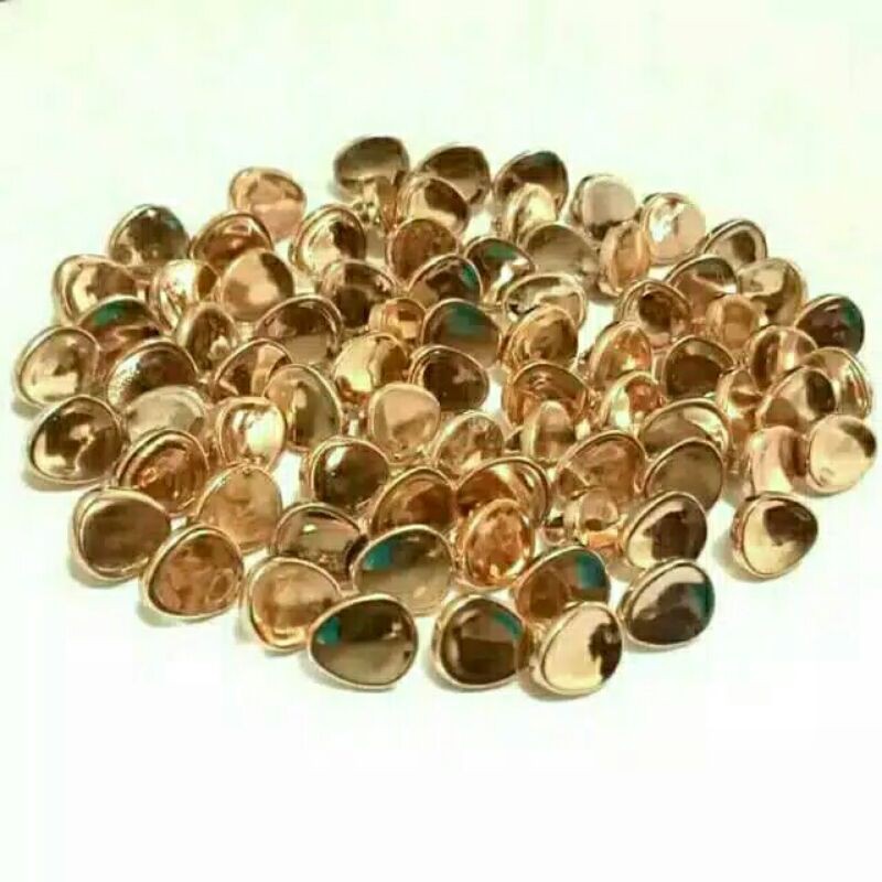 COD Isi 400 pcs Diameter 9 mm - Kancing Baju Jamur Motif UNIK - Kancing Emas Motif Daun IMPORT