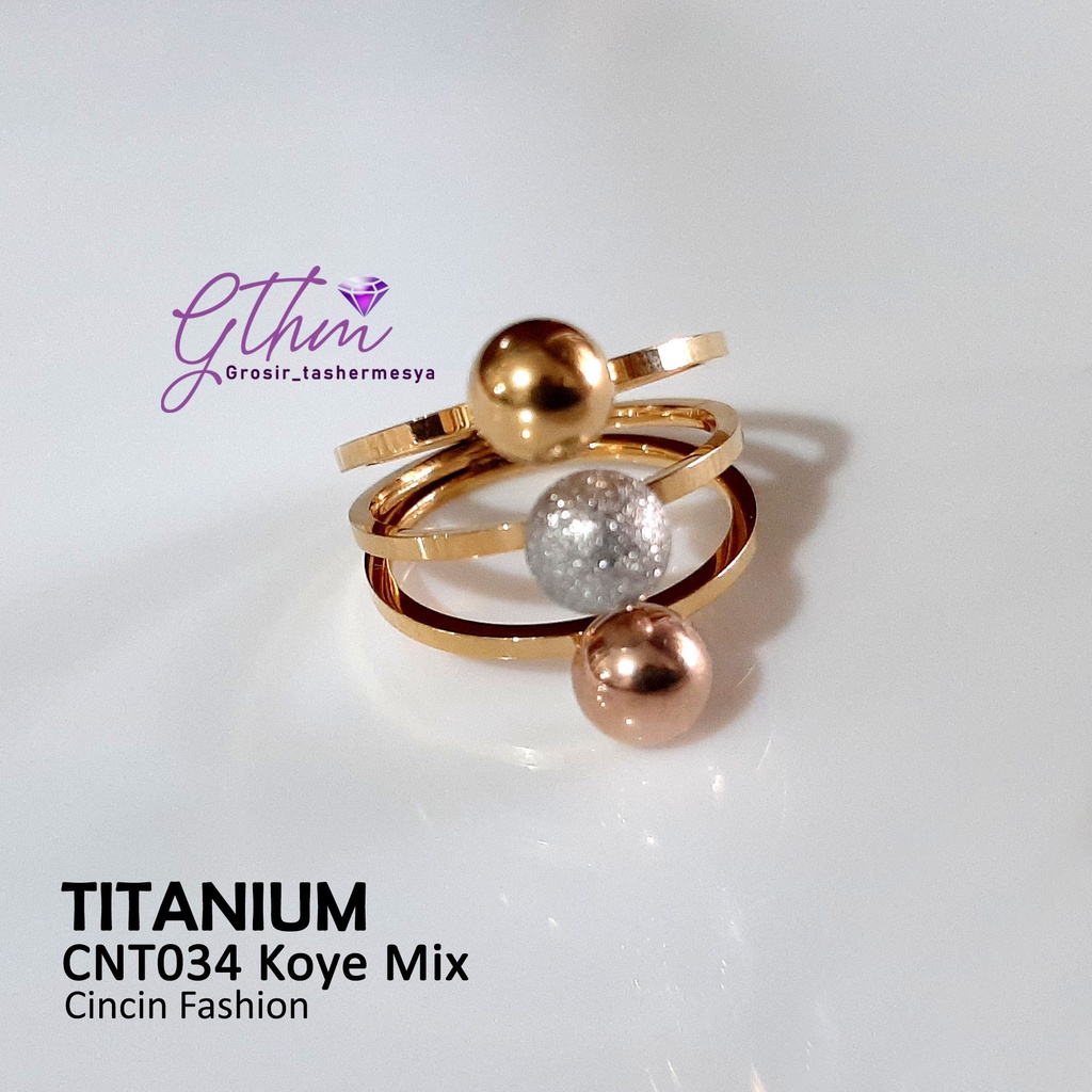 cincin titanium wanita Bola boba keren anti karat CNT034