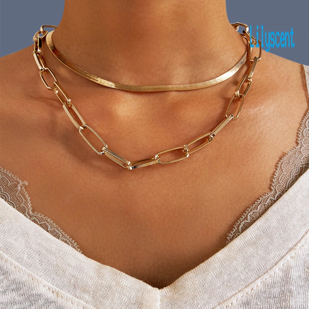 Perhiasan Kalung Multilayer Bentuk Pita Electroplating Untuk Wanita