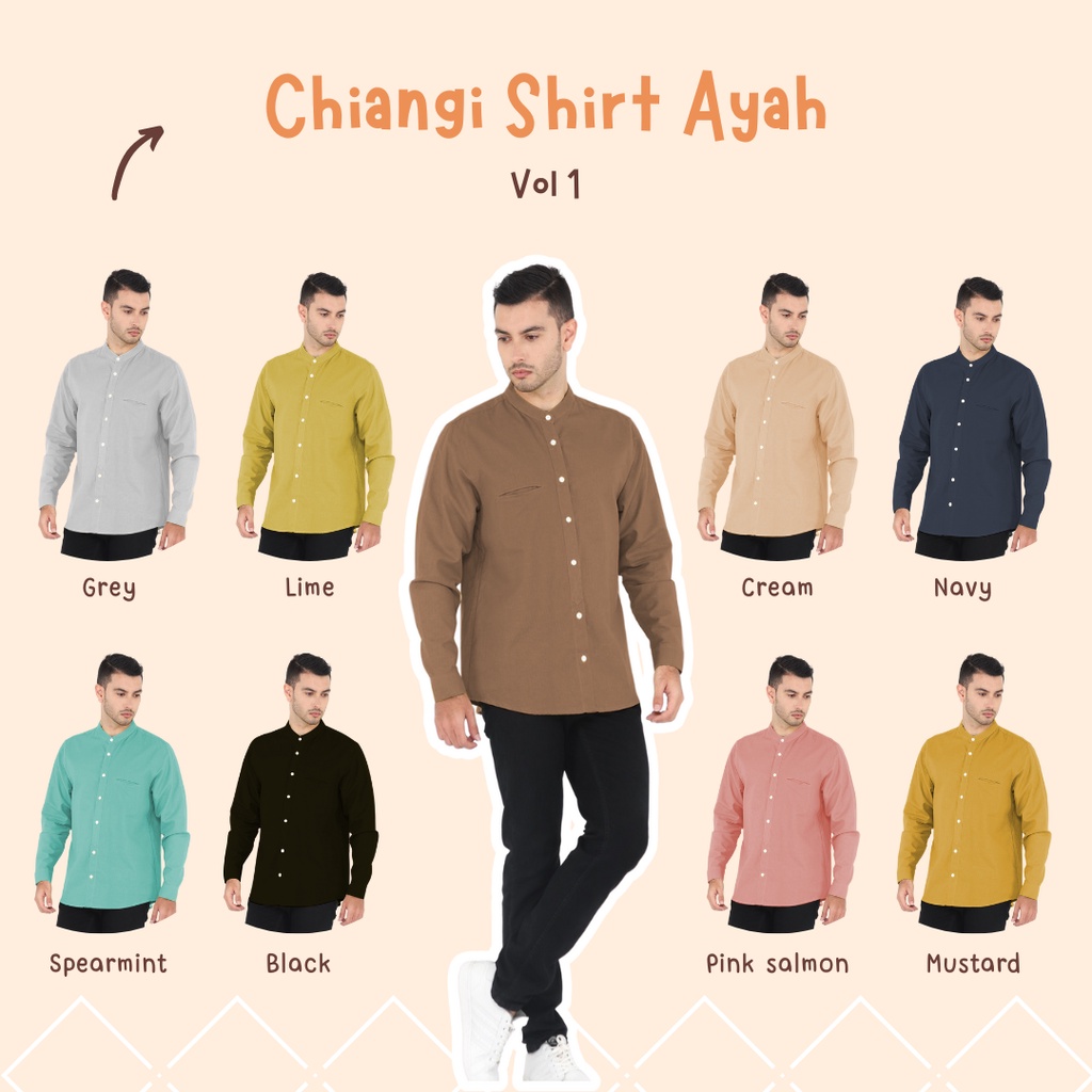 Yobebee Kemeja Pria Dewasa Linen Tangan Panjang Baju Muslim Atasan Polos Slim Fit Men Shirt Model Casual Formal Kemeja Koko Chiangi Kerah Laki Laki Baju Couple Anak dan Ayah