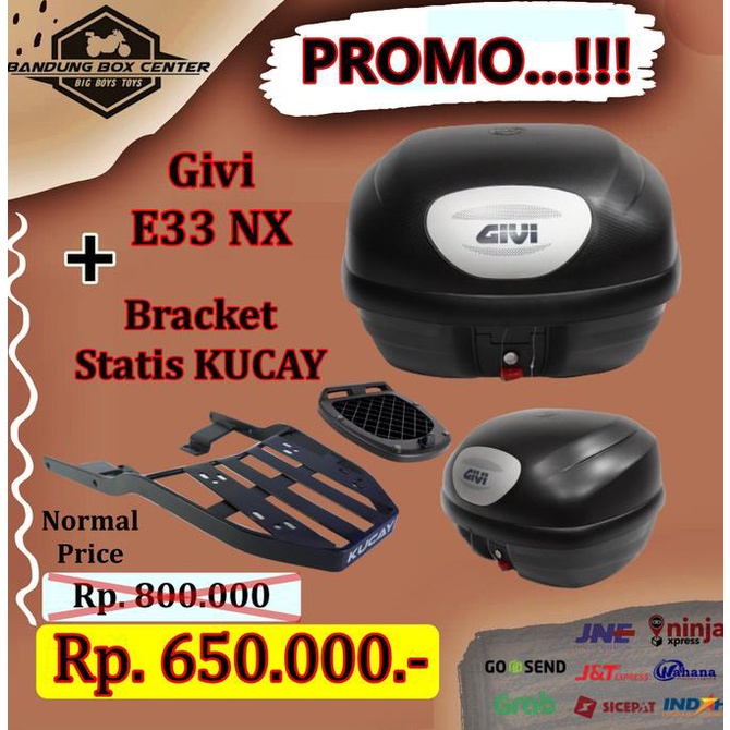 Paket Box Motor Givi E33 NX + Bracket Kucay Givi E 33 + Breket Kucay