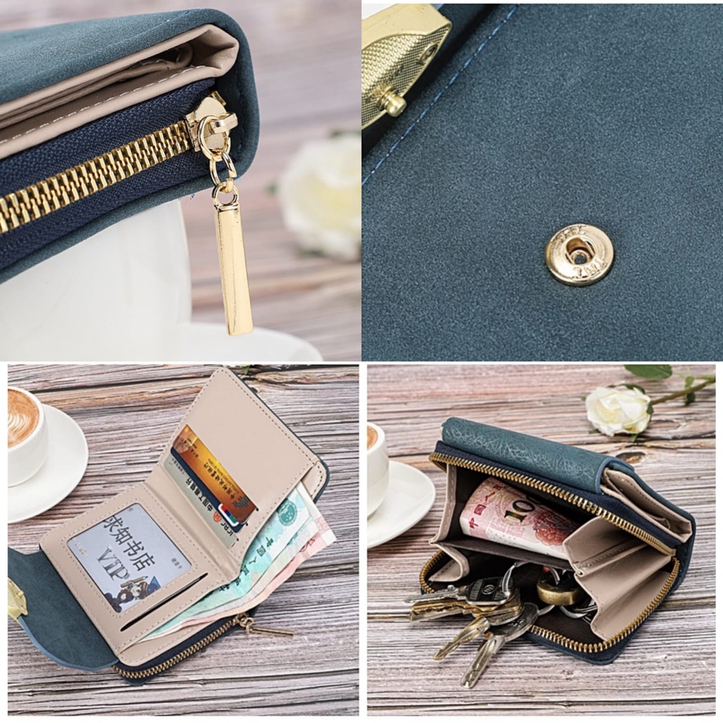 DOMPET LIPAT WANITA PREMIUM MINI KOREA LUCU IMPORT KULIT HIJAU MEDINA WA533T5 KARTU UANG KOIN RESLETING PENDEK FASHION CEWEK MURAH REMAJA KEKINIAN SIMPLE BATAM BRANDED