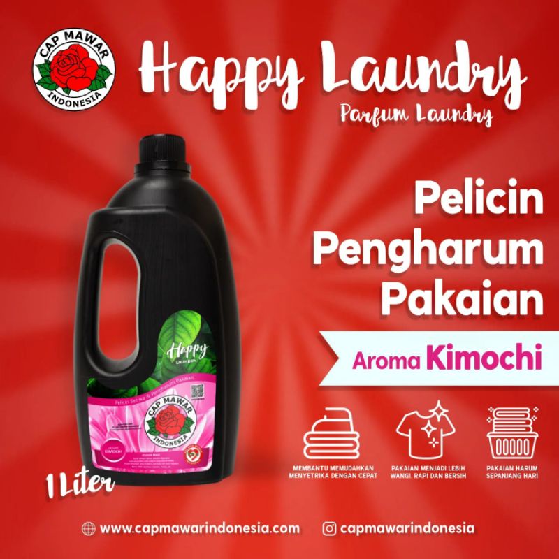 PARFUM HAPPY LAUNDRY AROMA KIMOCHI (PINK) 1 LITER / PELICIN DAN PEWANGI PAKAIAN / PARFUM LAUNDRY