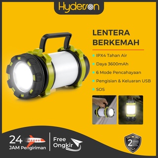 【Garansi 2 Tahun】Hyderson Senter Multifungsi Led Isi Ulang USB 6 Mode Cahaya Lampu Emergency Camping Lentera 3600mAh POWER BANK
