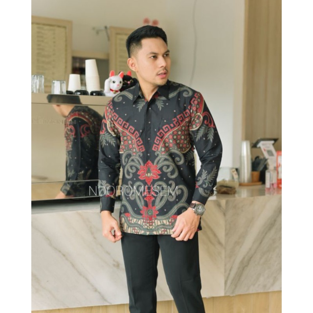 Batik lewung hitam katun halus full furing